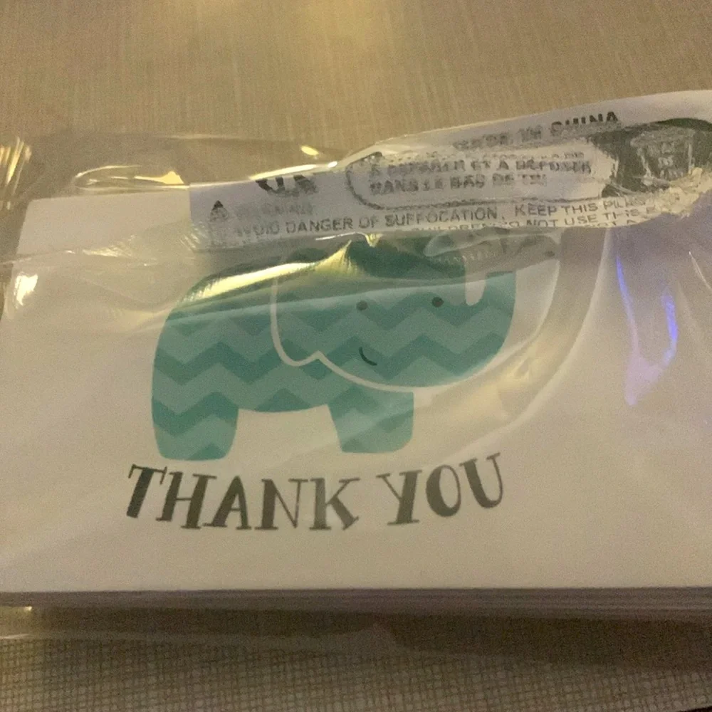 New 50 Thank You card elephant design blue